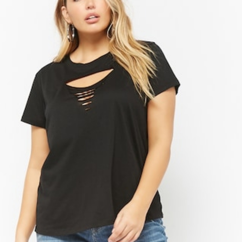 FOREVER 21+ SEXY BLACK SHIRT